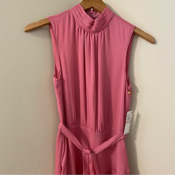 NWT CeCe Sweet Rose Halter Neck Asymmetrical Ruffle Hem Midi Dress 2 - Picture 10 of 16